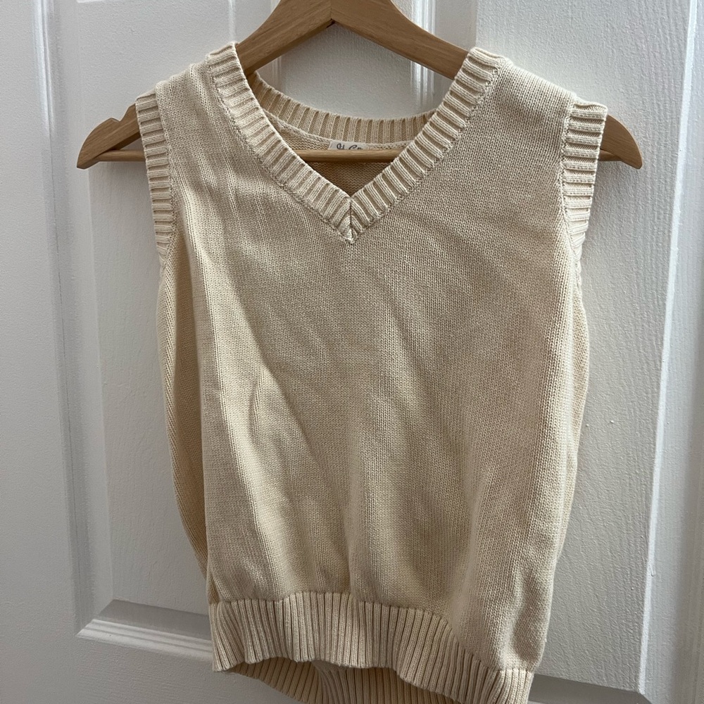 Brandy Melville Cream V-Neck Sweater
